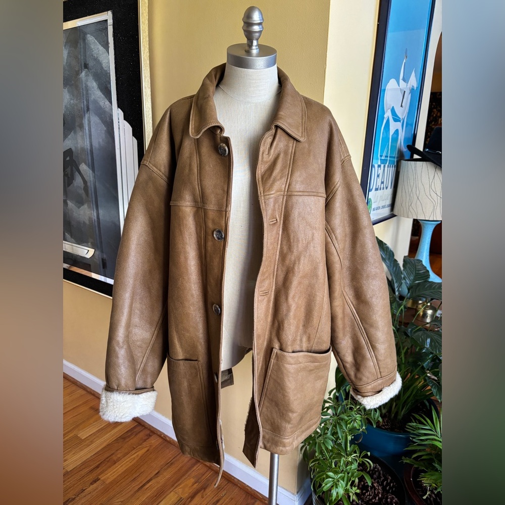 vintage the territory ahead genuine leather and sheepskin coat